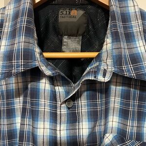 5.11 Tactical Men's Navy and White Plaid Shirt